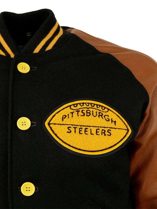 1955 Pittsburgh Steelers Black and Brown Varsity Jacket