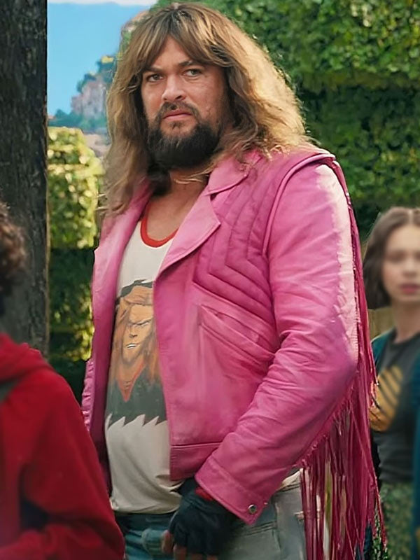 A Minecraft Movie 2025 Jason Momoa Pink Leather Jacket