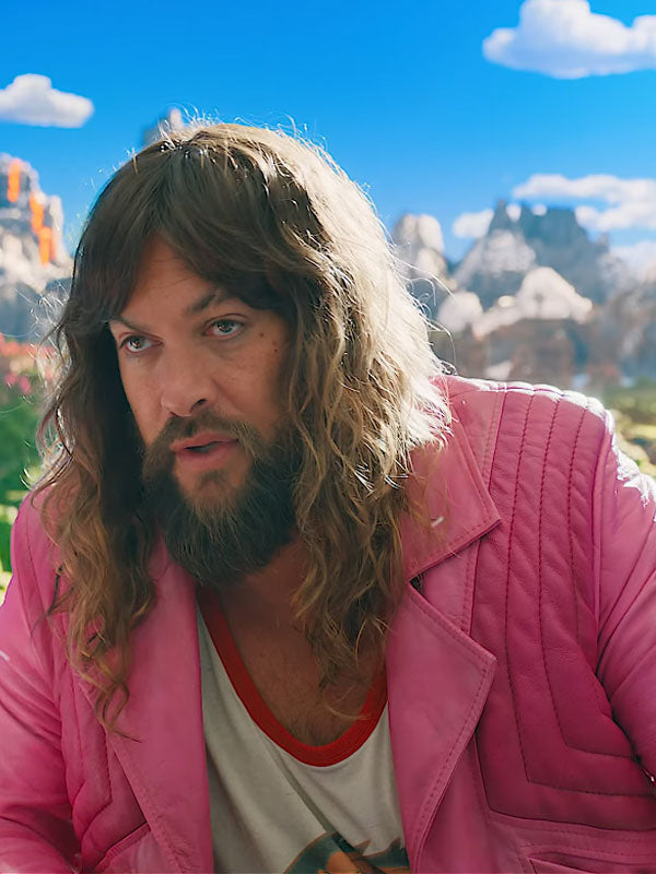 A Minecraft Movie 2025 Jason Momoa Pink Leather Jacket