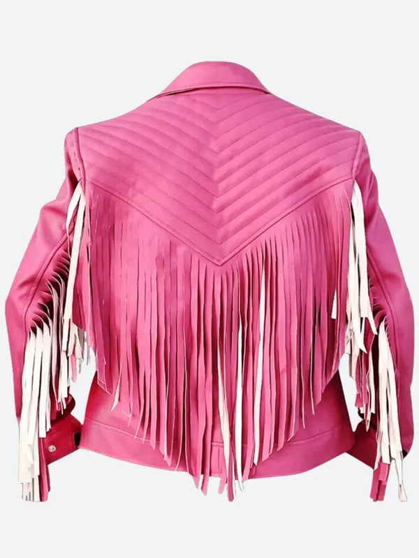 A Minecraft Movie 2025 Jason Momoa Pink Leather Jacket