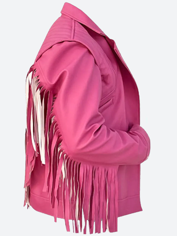 A Minecraft Movie 2025 Jason Momoa Pink Leather Jacket