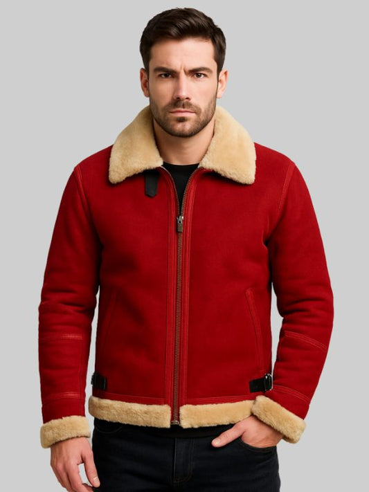 Chris Men’s Red Suede Leather Jacket