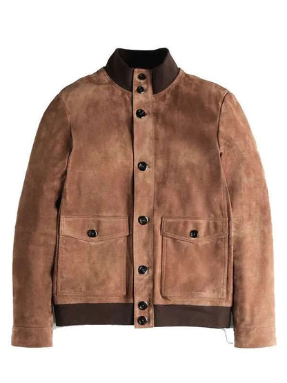 Emily in Paris S04 Eugenio Franceschini Brown Suede Leather Jacket