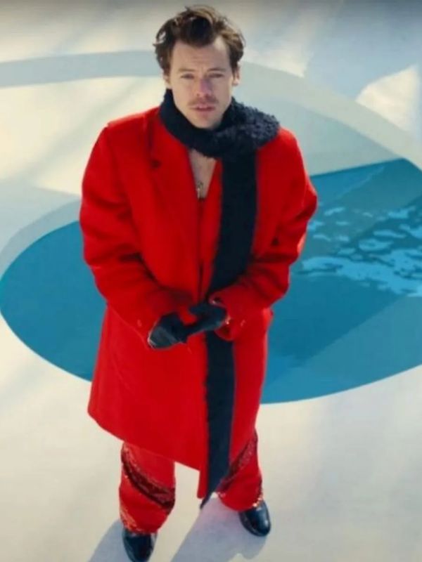 English Singer Harry Styles As It Was Red Wool Long Coat