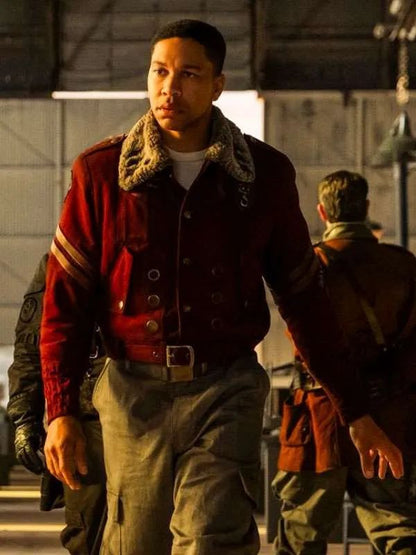 Fallout S02 Aaron Moten Red Shearling Jacket
