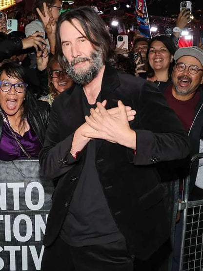 Good Fortune Movie Event Keanu Reeves Black Velvet Blazer