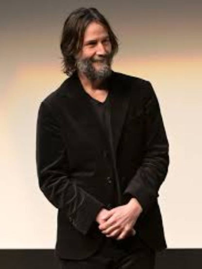 Good Fortune Movie Event Keanu Reeves Black Velvet Blazer