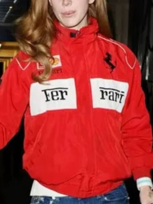  Lana Del Rey Ferrari Red Bomber Jacket
