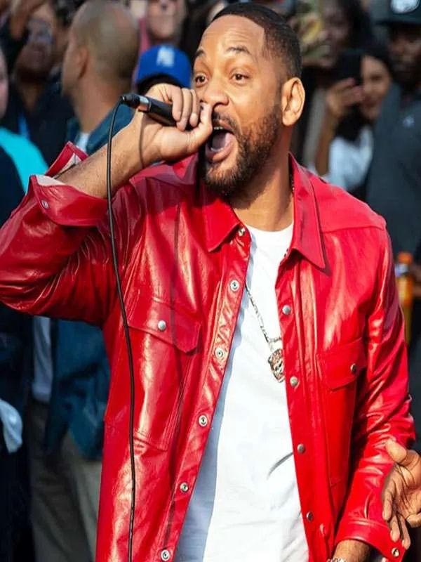 London Cross Station Will Smith Red Leather Jacket