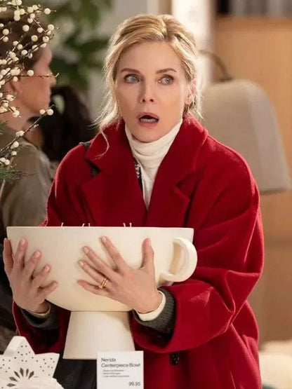 Michelle Pfeiffer Oh What Fun Red Wool Trench Coat