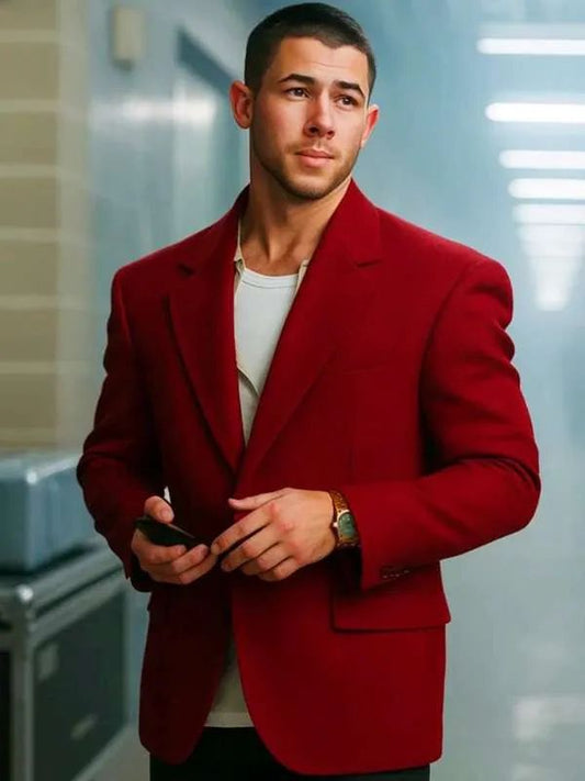 Nick Jonas A Very Jonas Christmas Movie Red Blazer