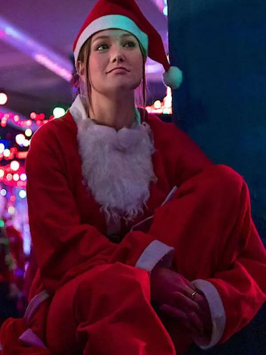 Olivia Holt Jingle Bell Heist Christmas Red Velvet Santa Coat