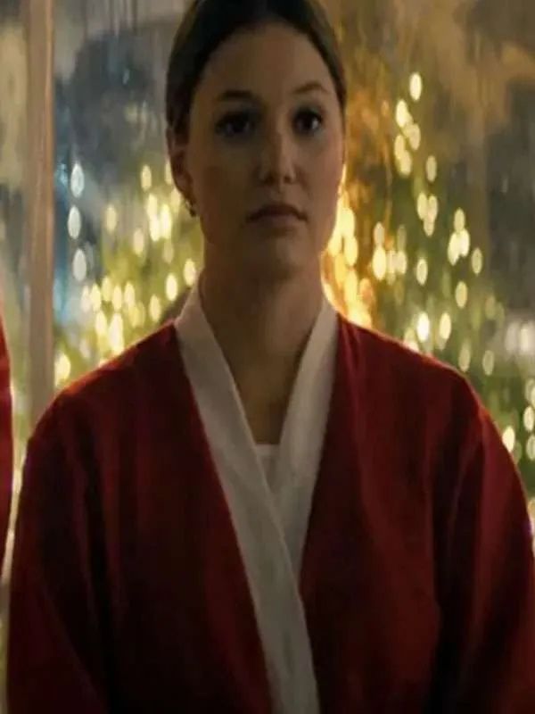Olivia Holt Jingle Bell Heist Christmas Red Velvet Santa Coat