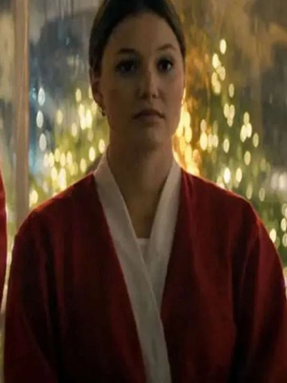 Olivia Holt Jingle Bell Heist Christmas Red Velvet Santa Coat