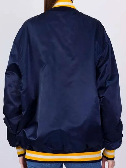 University of Notre Dame Starter 90’s Blue Satin Bomber Jacket