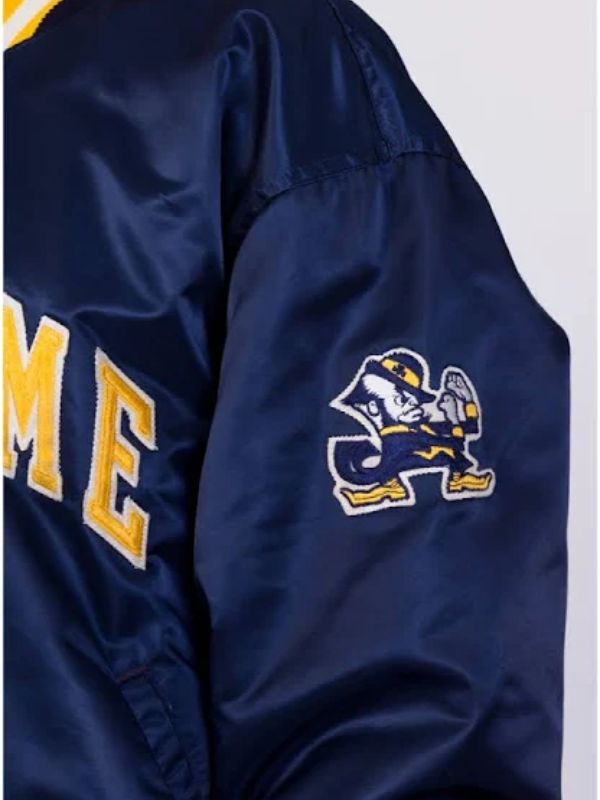 University of Notre Dame Starter 90’s Blue Satin Bomber Jacket