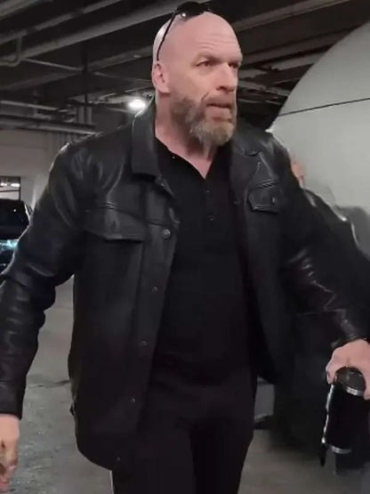 WWE Wrestlepalooza Triple H Black Leather Jacket